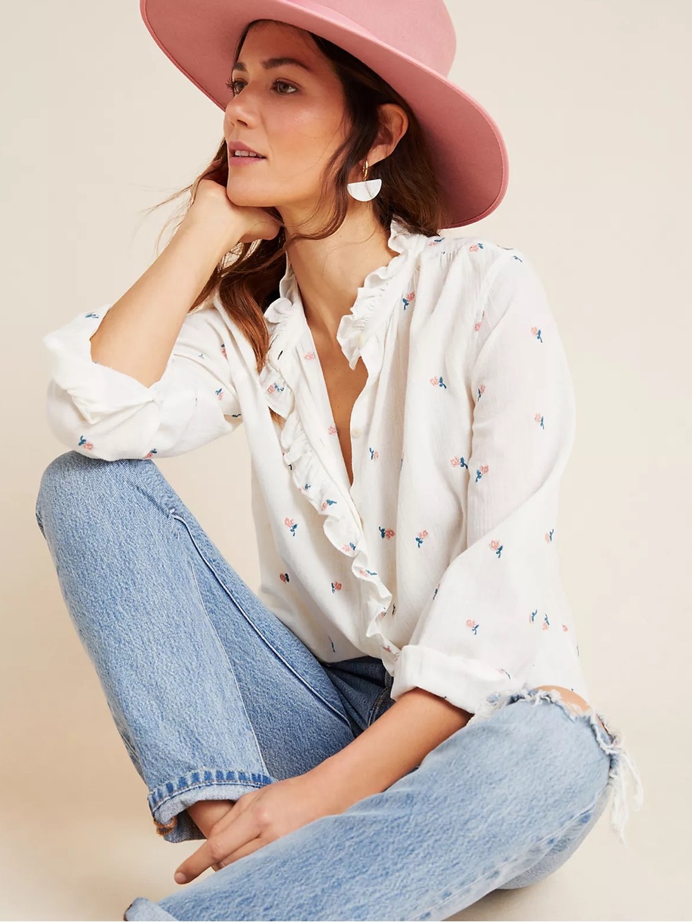 Anthropologie x Rebecca Taylor La Vie ruffled rosebud blouse